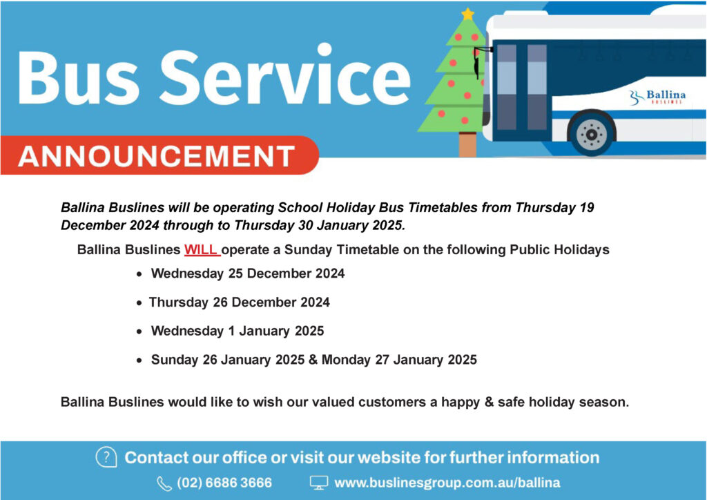 Ballina Bus Service Announcement Christmas