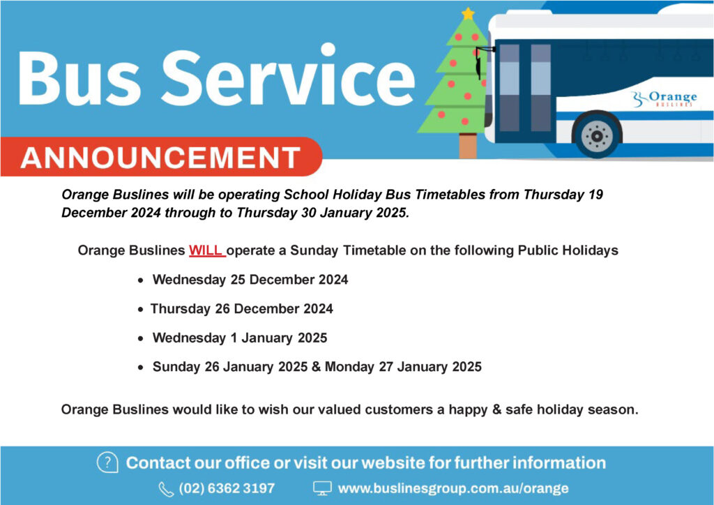 Orange Bus Service Announcement Christmas