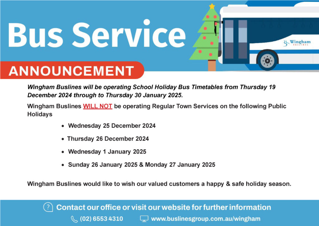 Wingham Bus Service Announcement Christmas